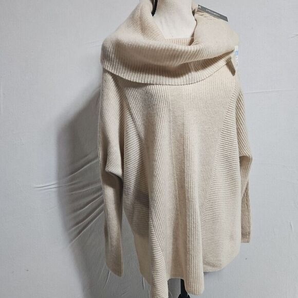 NWT J. McLAUGHLIN 100% Cashmere Cowl Neck Sweater, Lt. H Oatmeal, Verbier, XS - Picture 4 of 12
